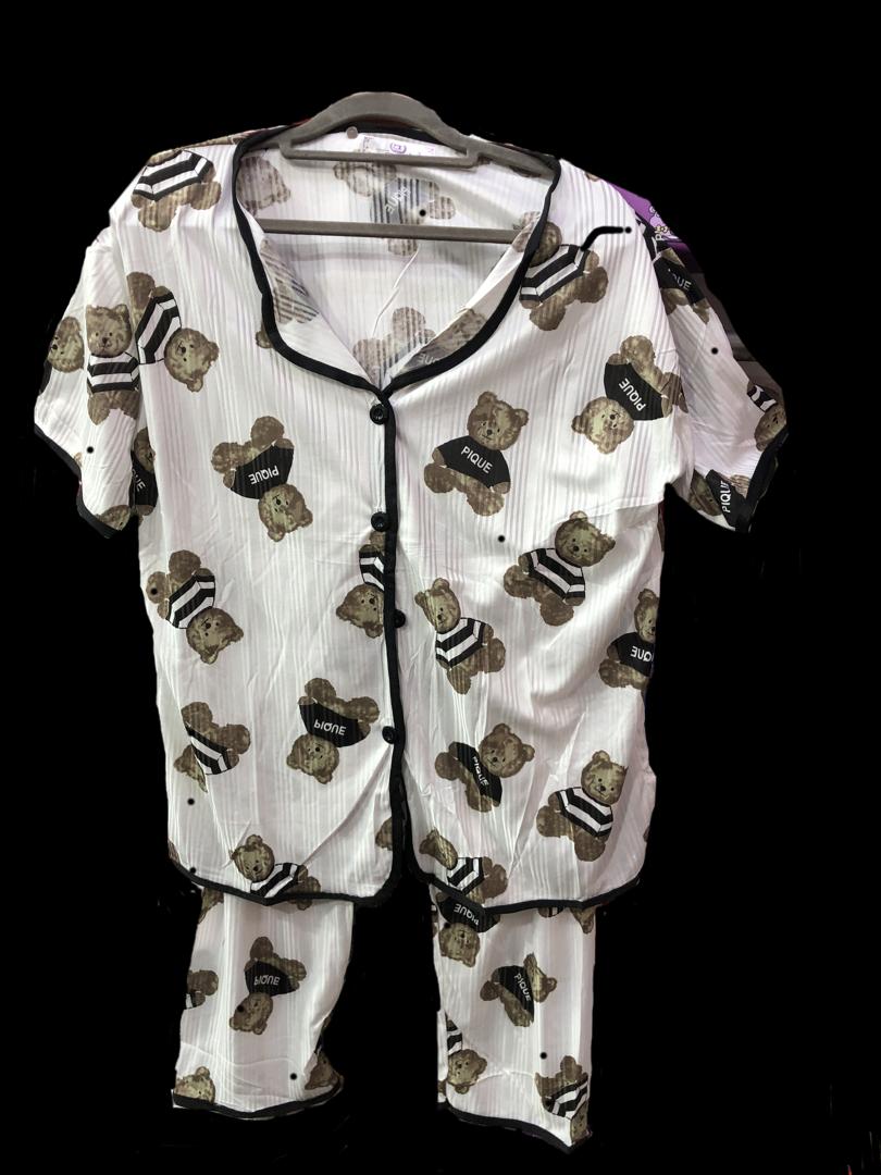 PIJAMA BOTONES ACANALADA 3 PIEZAS - Fashion Palacios