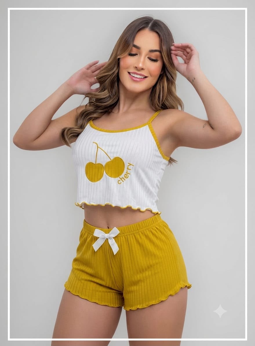 PIJAMA ACANALADA CHERRY - Fashion Palacios